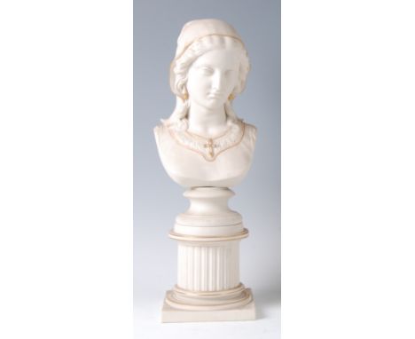 A Copeland Crystal Palace Art Union parian bust of Evangeline after sculptor Felix M Miller, impressed verso and dated 1861, 