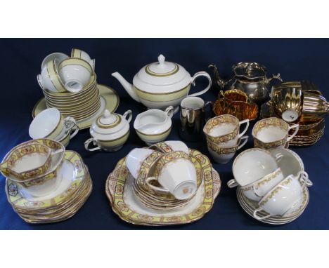 Foley bone china Arcadia part tea service, Sri Lankan part tea service and gold &amp; silver lustre tea ware etc.