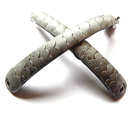 POLIZEI - A PAIR OF OFFICER'S PATTERN SHAKO CHIN-SCALES (Un-Issued) leather backed. 