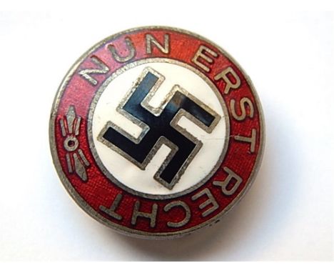 NATIONAL SOZIALISTISCHE DEUTSCHE ARBEITERPARTEI (NSDAP) - 'NUN ERST REICH' NOW FIRST RIGHT ENAMEL MEMBERS LAPEL BADGE  domed 
