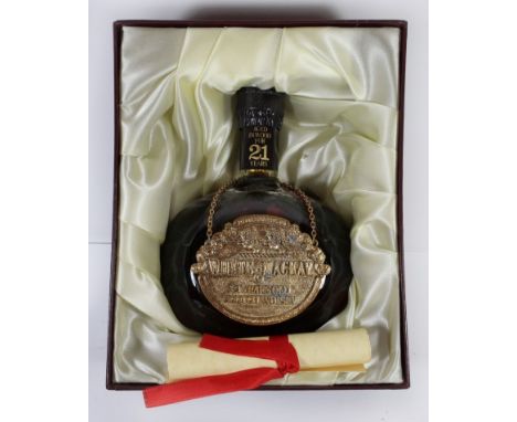 1 bottle of Whyte and Mackay 1980’s 21 Year Old Scotch Whisky 
In presentation case, and including certificate 
