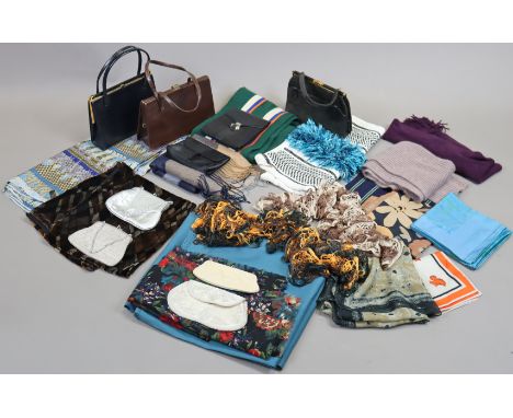 A rabbit fur silk-lined lady’s coat bears label “Arnold Sefter Marchmont, Edinburgh”; together with nine various handbags &am