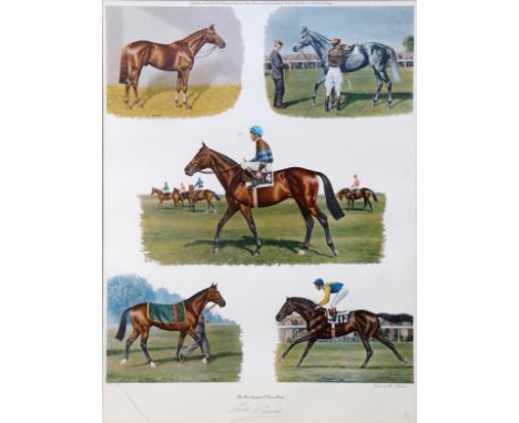 A large Limited Edition coloured horse racing print after Richard Stone Reeves titled “The Five Greats I Ever Rode” (Ltd. Ed.