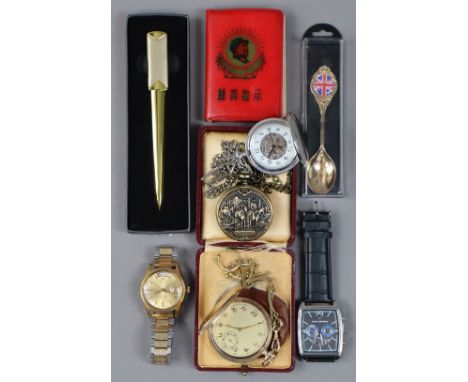 A Technos Automatic Star Chief day/date gent’s wristwatch with 30-jewel movement; together with another wristwatch, three poc