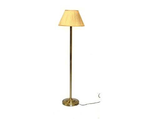 Brass finish standard lamp and matching pair of table lamps  