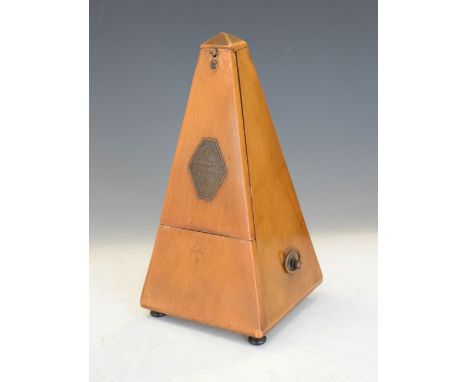 Maelzel French mahogany cased Metronome with brass makers plaque to front, 22cm high  