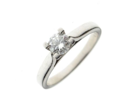 Platinum solitaire diamond ring, 0.45 carats, 5g gross approx, size M½, sold with a Diamond Certificate and original receipt 