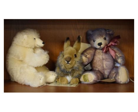 Merrythought mohair limited edition teddy bear, together with a Kosen Rabbit and Steiner Polar Bear  