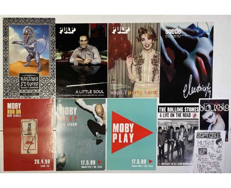 Ten mostly c 1990s/00s promotional/shop posters to include: Most approx 20x30" and in clean condition. Rolling Stones, Soft C
