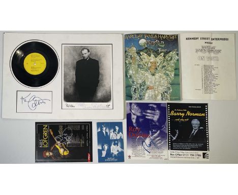 A selection of autographs to include a mounted display with signed Phil Collins 8x10" promo photo and a signed index card, Ra