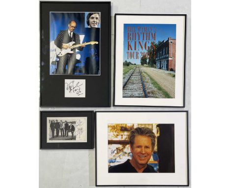 Five mounted, framed and glazed items to inc: fully signed Brian Poole and Tremeloes postcard (frame 21.5x15.5cm), Bill Wyman