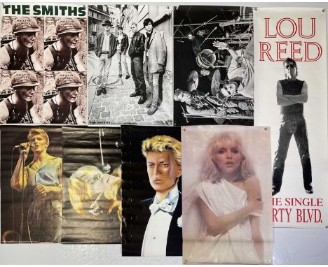 11 posters c 1970s-00s to include: three c 2000s Smiths commercial posters, three c 1980s David Bowie commercial posters, a 1