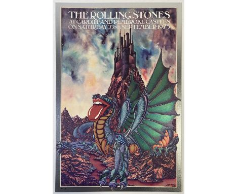 A limited edition (21/230) poster AOR 4.273 Rolling Stones Cardiff Castle 73 Burness - RP-4 with image by K Burness from the 
