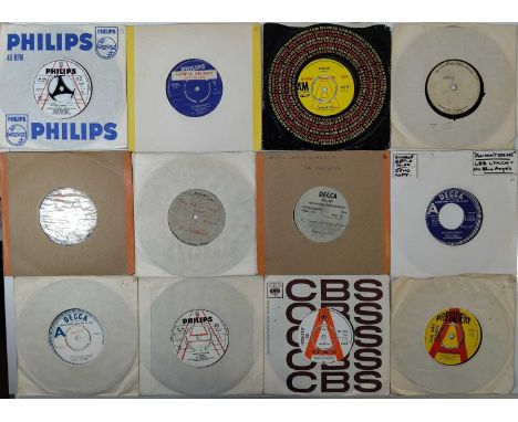 60s DEMOS/ ACETATES - 7" COLLECTION. An expansive collection 145 mixed-genre 7" singles, mostly 60s demo pressing with a smat
