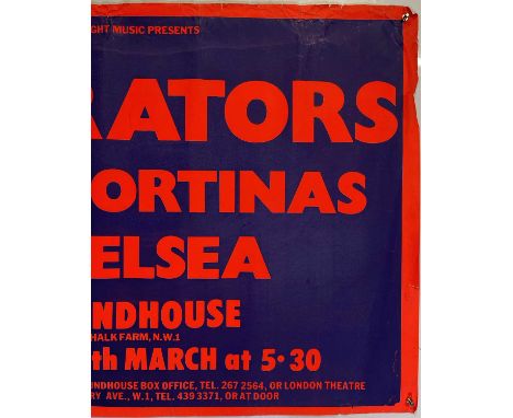 An original concert poster advertising Chelsea, Cortinas and Vibrators at the Roundhouse, London in March 1978. Approx 30x40"