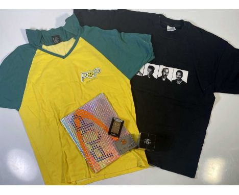 U2 collection to inc: Pop 'rubix cube', Joshua Tree official Zippo, Pop pin badge set, 'Pop' programme, two size XL t-shirts.