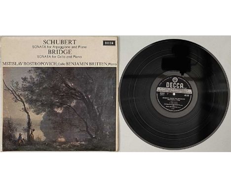 SCHUBERT/BRIDGE - MSTISLAV ROSTROPOVICH - SONATA FOR CELLO AND PIANO LP (DECCA SXL 6426 - ED1). A lovely copy of Schubert/ Br
