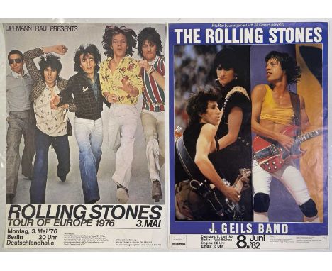 An original poster advertising the Berlin date on the 1976 Rolling Stones German tour. Approx 23x33". VF- condition. Also a s
