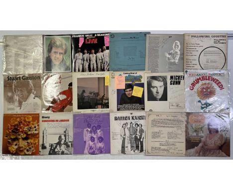 17 signed items, chiefly LPs/12", to include: Frankie Valli (a signed programme) Paul Roland signed Werewolf of London LP, Ro