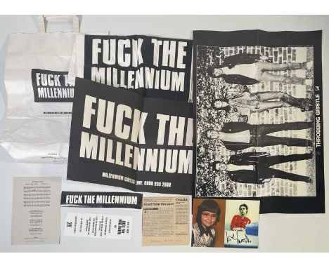 Music memorabilia to include: folded Walkerprint poster of Throbbing Gristle from a Clay Holden photograph (23x16.5"), postca