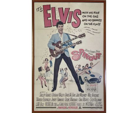 A mounted, framed and glazed original US one-sheet poster for Elvis Presley in 'Spinout' (1966). Shows water damage, staining