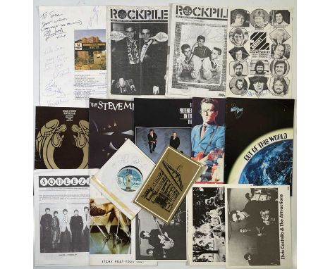 Signed music memorabilia to include: Squeeze programme signed to first page by Glenn Tillbrook, John Bentley, Don Snow, Gilso