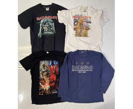 Four Iron Maiden t-shirts to include: Legacy of the Beast (L), original 1980 t-shirt (M), 2003 Fruit of the Loom t-shirt (L),