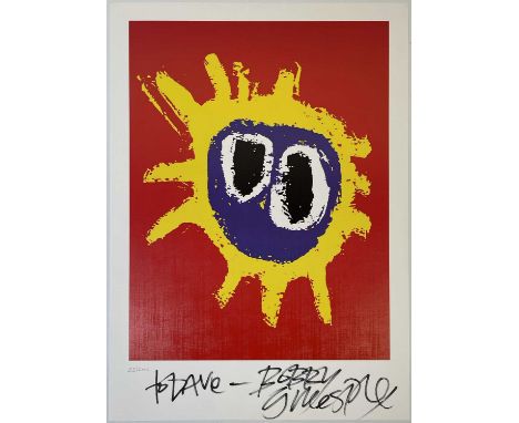 A limited edition 55/200 screenprint of the Screamdelica artwork signed to lower border by Bobby Gillespie. 45.5 x 69.5cm.