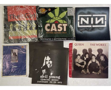 Music memorabilia to include: 'Cast' sweatshirt (L) in original packaging, a possibly promotional issue Nine Inch Nails logo 