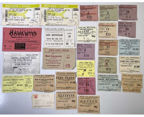 Approx 25 mostly c 1970s tickets and stubs - chiefly for events in Birmingham. Artists to inc: Led Zeppelin (Earls Court), Ba