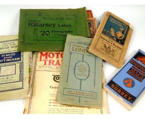 Automobile related magazines, circa 1920's together with road maps, (a quantity).