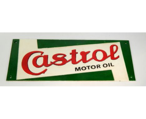 * A Castrol Motor Oil enamel plaque, 18cm x 49cm