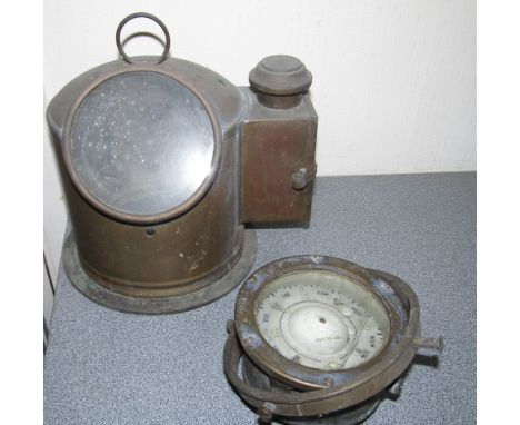 A nautical brass binnacle, the compass marked to the dial No SC.1162, 24cm high.
