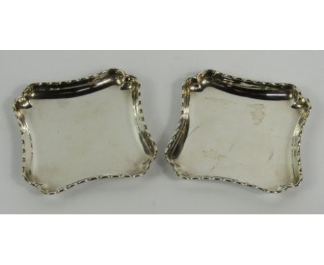 A pair of Victorian silver square trinket dishes, William Comyns & Sons Ltd, London 1868, 2.57 t.oz