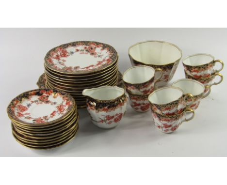 A Royal Crown Derby porcelain Imari part tea service, circa 1901, floral decorated, No 2649, printed and painted marks, compr