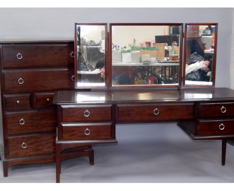 A Stag mahogany chest, of four long drawers interspersed with three short drawers, raised on bracket feet, 82cm x 46.5cm x 11