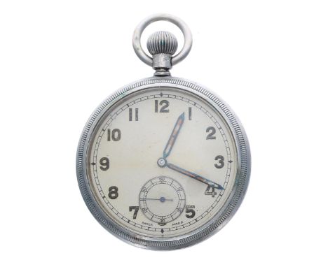 Revue Thommen WWII British Military Army issue nickel cased lever pocket watch, cal. 30 15 jewel movement with compensated ba