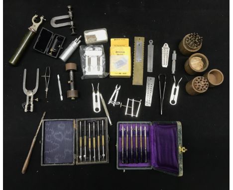 Assortment of watchmakers tools to include pliers, calipers etc 