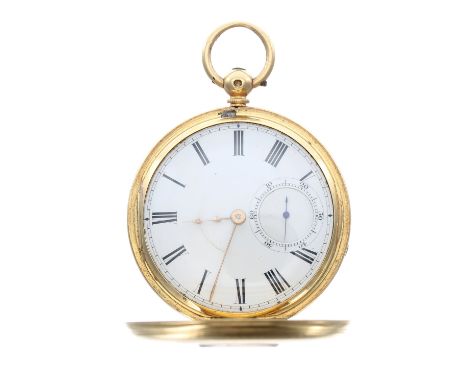 Victorian 18ct half hunter lever pocket watch, London 1863, gilt three quarter plate movement signed A. Stewart, 38 Percival 