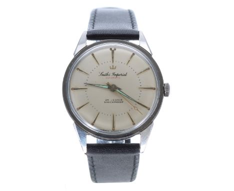 Smiths Imperial automatic stainless steel gentleman's wristwatch, circular silvered dial with applied hour markers, inner min
