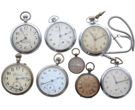 Quantity of chrome and nickel cased pocket watches to include Services, Siro, Kienzle, Ruhla, Federal, J.L Baker Molton Lever