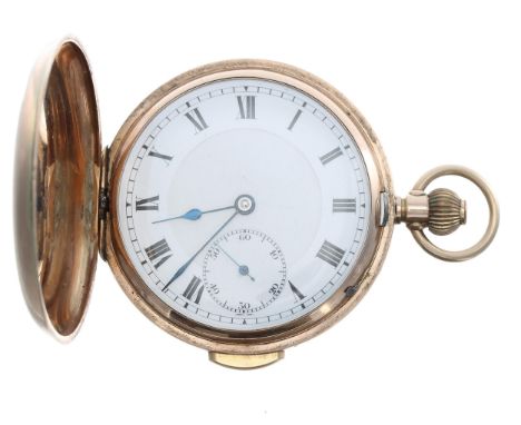 George V 9ct repeating lever set hunter pocket watch, import hallmarks Edinburgh 1924, gilt frosted movement with compensated