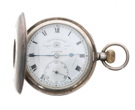 Thos Russell & Son 'Tempus Fugit' silver lever half hunter pocket watch, import hallmarks 1918, signed 10 jewel movement with