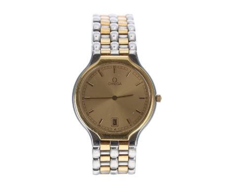 Omega Quartz two-tone midsize wristwatch, reference no. 196.0316, serial no. 5056xxxx, circa 1980s, the champagne dial with b