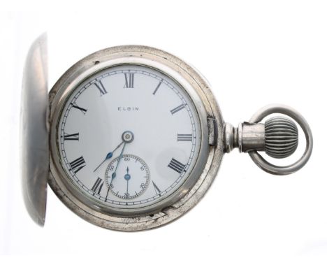 Elgin National Watch Co. lever set hunter pocket watch, circa 1896, signed 17 jewel adjusted movement with compensated balanc