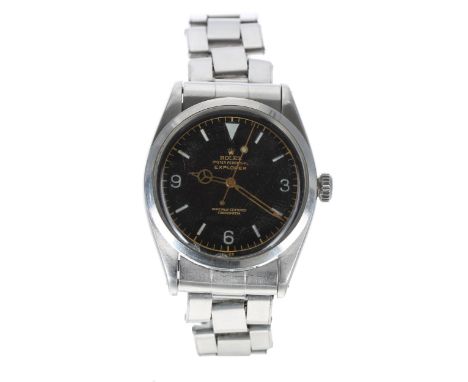 Rolex Oyster Perpetual Explorer stainless steel gentleman's wristwatch, reference no. 6150, serial no. 944xxx, circa 1953, gi
