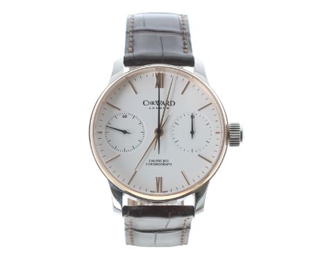 Christopher Ward C900 Harrison Single Pusher Chronograph stainless steel and rose gold gentleman's wristwatch, special limite