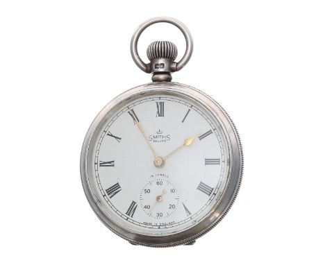 Smiths De Luxe silver lever pocket watch, Birmingham 1921, cal. B816 15 jewel three quarter plate gilt frosted movement, hing
