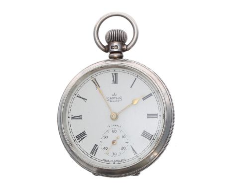 Smiths De Luxe silver lever pocket watch, Birmingham 1921, cal. B816 15 jewel three quarter plate gilt frosted movement, hing