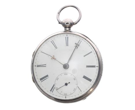 Irish 19th century silver fusee lever pocket watch, Dublin 1856, the movement signed John Donegan, Dublin, no. 6143, with eng